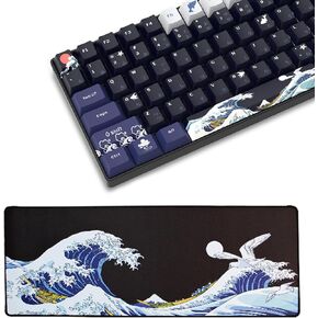 XVX PBT Keycaps 132 مفتاح ، موجة رائعة قبالة Kanagawa لوحة المفاتيح اليابانية Keycaps + موجة البحر اليابانية كبيرة الماوس للمكتب ، حصيرة المكتب مع الحواف المقطعة