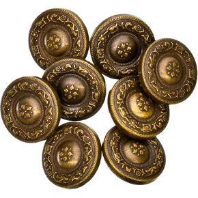 أزرار وملحقات MIBO 8pcs ABS Metal Metal Shank Button - 28L (18mm) - نمط عصر النهضة الباروك - النحاس العتيق