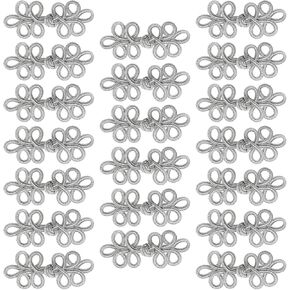 Create idea 20 Pairs Chinese Knots Frog Buttons Closure Sewing Fasteners Costumes Buttons for Taoist Clothing Cheongsam Cape Cloak Sweater Cardigan Shrug Silver