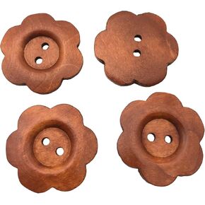 20pcs 38mm Brown Black Flower Shape 2 Hole Decorative DIY Wood Button for Handmake Scrapbooking Crafts Clothing Button PT2386