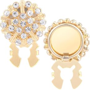 2PCS Rhinestone Button Covers, Gold Crystal Clip on Button Covers, Decorative Formal Cufflink Buttons, Sewing DIY Accessories for Women Men Parties, Daily Life