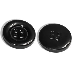 50 PCS أزرار الخياطة السوداء 3/4 "(19 ملم) أزرار مستديرة مسطحة لامعة 4 ثقب 30L بلاستيكي بلاستي