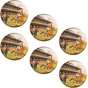 Beistle 6 Piece 2" Vintage Horse Racing Pinback Buttons, Equestrian Themed Racehorse Party Favors