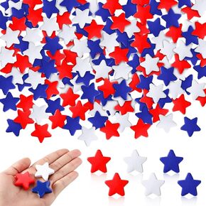 60 pcs 4th of July Star Vase Bowl Table Filler Mini Mini Star Star Red White Blue Decor for Craft Tier Tier Tray Fase Bowl Table Decore for Independence Day Hanging Ornament ، 1.18 ''