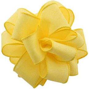 Berwick Offray DWI Linen Wired Edge Ribbon-2-1/2 Wide X 50 Yards-Yellow Ribbon