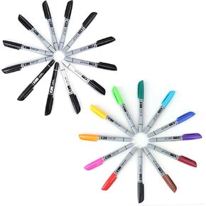 TOWON Permanent Markers 12 Assorted Colors + 12 Black Home School Supplies for Adults Writing Doodling Marking