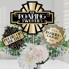 نقطة كبيرة من السعادة تزيد عن 20 - عشرينيات القرن العشرين عصي مركزية Art Deco Jazz Party - أغطية طاولة - مجموعة من 15