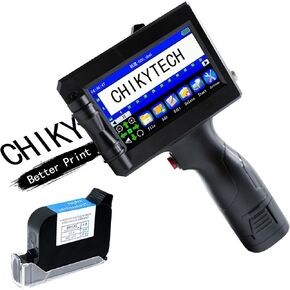 CHIKYTECH Handheld Inkjet Printer,Upgraded Printer for QRCode Date Time Logo Number,Inkjet Print on Glass Bag Carton Box Wood Plastic Surface