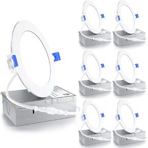 ENSENIOR 6 Pack 6 Inh LED LED LED ، قابلاً للضوء ، وضوء النهار 5000K ، وسطوع ارتفاع 1050 لتر ، 12W 120V ، مصنفة رطبة ، مصباح رقاقة غير مصقول للغاية - ETL & FCC & IC in Kuwait