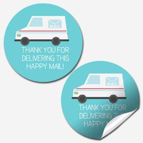 Happy Mail تحت عنوان You Postal Worker Stuffication ملصقات للشركات الصغيرة ، ملصقات دائرة 60 1.5 بوصة بواسطة Amandacreation ، رائعة للأظرف والبطاقات البريدية والبريد المباشر والمزيد!
