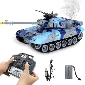 RC Tank 1:18 دبابة التحكم عن بُعد 2.4 جرام خزان مركبة عسكرية معركة مع التدخين ومراقب الاهتزاز يطلقون النار على BBS Airsoft Bullets Battle Main Fabor