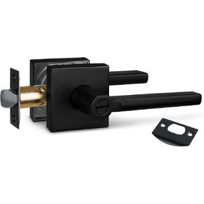 NEWBANG (3Pack) Bed/Bath Room Door Lever for Privacy Bathroom and Interior Door Door Lock Handle in Aged Matt Black, HD1601-DB-BK-3P