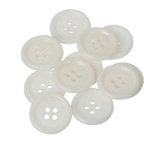 Mibo Buttons & Accessories 12pcs Round Melamine Buttons with Rim - 30L(19mm) - 4 Hole - Pearl White