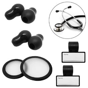 Stethoscope Replacement Part Kit Stethoscope Diaphragm for Littman Stethoscope Classic 3, Cardiology 3 & Cardiology 4 - Ear Tips Earpieces Fit Classic III, Cardiology III & IV with 2 Stethoscope Name tages Name ID(grey)