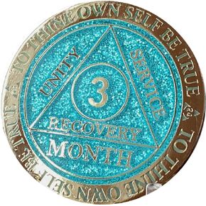 3 أشهر AA Medallion Reflex Aqua Glitter و Gold Plated Chip