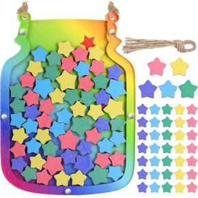 Zhanmai 11.57 x 8.66" Classroom Reward Jars for Kids Potty Chart Classroom Management Tools Jar Reward System Behavior Jar for Kids Incentive Chart for Boys Girls(Star,Colorful)