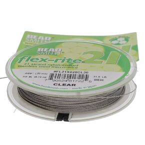The Beadsmith Flex-Rite 21 Strand Nylon المطلي ، سلك الديكور المصنوع من الفولاذ المقاوم للصدأ ، وإمداد المجوهرات (.02 DIA ، Clear-30 ft)