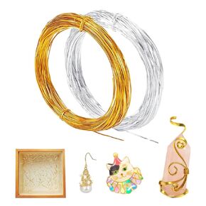 Flat Aluminum Wire, Golden and Silver Wire for DIY Filigree Cloisonne Enamel Painting Jewelryuage, 65.6 Feet/Roll, 2 Rolls