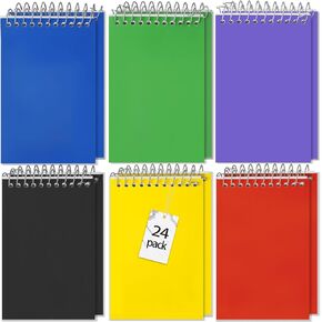 24 Back Mini Spiral Memo Books ، 3 × 5 "كتب المذكرة ، 6 ألوان متنوعة أعلى مذكرات مذكر