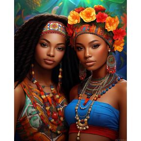 Zuvrdiai African American الطلاء بأرقام أرقام للبالغين ، والرسم الزيوت الشبح الأكريليك بأرقام أرقام للمبتدئين مع فرشاة فرشاة القماش للفنون للمنزل 16x20 بوصة / 40x50 سم