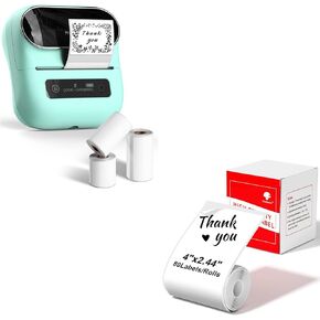 Phomemo M220 Label Maker & 4 Roll Label, 3.14 Inch Bluetooth Thermal Label Printer for Barcode, Address, Labeling, Mailing, File Folder Label, Easy to Use, Support Smartphone, Tablet&PC