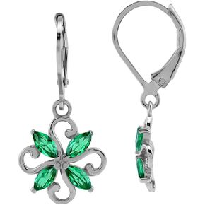 Silvershake Genuine Tanzanite 925 Sterling Silver Victorian Style Flower Leverback Earrings in Saudi Arabia