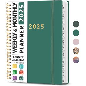 2025 Planner - Weekly and Monthly Planner, Jan 2025 to Dec 2025, Hardcover 2025 Calendar Planner Book with Monthly Tabs, Inner Pocket, Ideal for Office Home School Supplies - A5 (6.3" x 8.5"), Forest
