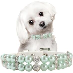 الياقات الكلاب اللؤلؤ ، طوق بيرل بيرل كات ， يتوهم xxs الكلب Colalr Pink Puppy Collar Girl للكلاب الإناث لـ XS S M Pet ، XXS