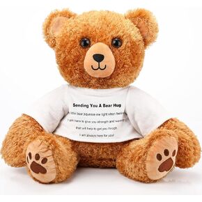 16 Inch Get Well Soon Bear Stuffed Animal Plush Bear Hug Gift Bear Sympathy Gift with T Shirt for Women Kids Condolences Memorial Loved Stuffed Bears Toys for Memorial Day