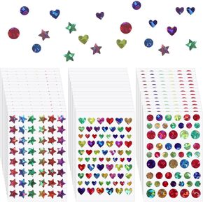 4275pcs ملصقات النجوم الصغيرة ثلاثية الأبعاد ملصقات القلب البراقة ألوان ثلاثية الأبعاد ملصقات النجوم رقائق ملصقات النجوم لسلوك المخطط ديكورات لحفل عيد الميلاد (Star+Heart+Circle)