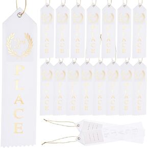شرائط جائزة Patikil ، 50 PCS Place Medal Medal Ribbon مع بطاقة حدث وحبل للمناسبات الرياضية تحديات جائزة ، أبيض