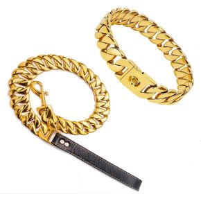 32mm Big Dog Chain Collar + Cuban Chain Link Dog Leash