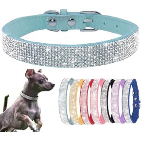 Small Dog Collar, Bling Rhinestone Diamond Fancy Crystal Glitter Pretty Jewel Pet Puppy Collars for XXS XS Small Medium Large Breed Girl Female Dogs Cats (Rose, S)