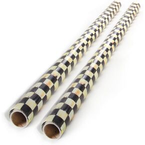 Mackenzie-Childs 2-Pack Compack Check Wrap ، ورقة غلاف متقلب ، 60 "