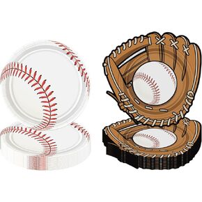 50 PCS Baseball Party Paper Paper - 9 Inges Baseball Gloves Helled Field Plate Decorations for Kids Birthday ، و Sports Thief Day