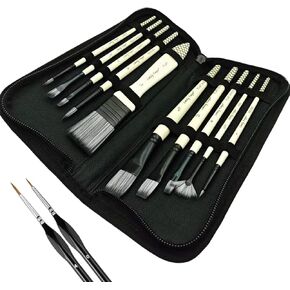 فرشاة طلاء الفنانين 12pcs مع فرش شعر نايلون متميزة للألوان المائية ، والأكريليك ، والزيت ، واللوحة الغواش
