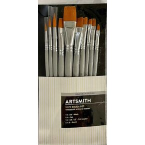 Artsmith 10pc Gold Taklon Brush مجموعة للأكريليك والألوان المائية و BEMGERA 1825-3526