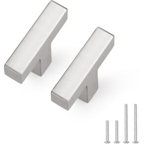 Probrico 30 Pack Hole Centers 5 inch Brushed Nickel Kitchen Cabinet Pulls,Square Corner Bar Drawer Handles,Stainless Steel Dresser Pull Handle 5.5inch Length
