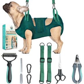 Dog Grooming Hammock for Large Dogs Including Dog Accessories Including Dog Nail Clippers, Dematting Comb, Nail File and Scissor - Dog and Cat Hammock for Grooming - Dog Sling (Medium)