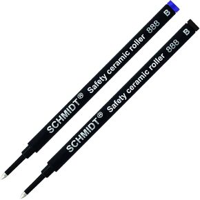 Schmidt 888 Safety Ceramic Rollerball Refill - Black ، Ink Blue (Tip Broad 1.00mm) - Pack of 2