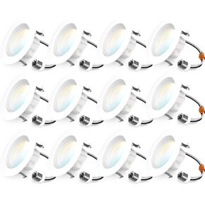 Sunco 12 Pack 5CCT Retrofit LED Recessed Lighting 6 Inch, 2700K/3000K/3500K/4000K/5000K Selectable, Dimmable Can Lights, Baffle Trim, 13W=75W, 1050 LM, Damp Rated, UL-Certified