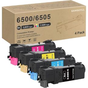 6500 6505 Toner Cartridge Compatible for Xerox Phaser 6500 WorkCentre 6505 Printer for 106R01594 106R01595 106R01596 106R01597 (4 Pack:Black Cyan Magenta Yellow)