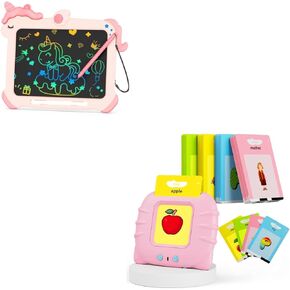 Bravokids LCD كتابة الكمبيوتر اللوحي للأطفال ، وتحدث بطاقات الفلاش في مرحلة ما قبل المدرسة التعليمية الحسية مع 112 بطاقة مزدوجة ، ولعب الأطفال الصغار لمدة 1 2 3 4 5 6 سنوات الأولاد والبنات