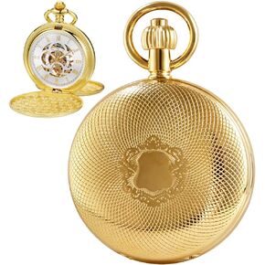 Alwesam Copper Pocket Watch Mechanical Hand Wind Movement Antique Watch Tourbillon Mechanism Clock