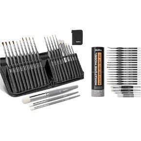 Nicpro 21 PCS Miniature Paint Brush Dry Brush + 20 PCS تفاصيل فرشاة الطلاء الجافة للطلاء الطراز ، القلعة