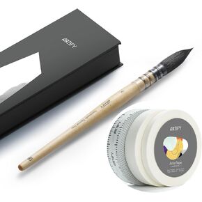 resify احتراف السنجاب الطبيعية الشعر Quill فرش ألوان مائية #8 | MOP Round Fine Tip Brush Allostlor Brush for Barge Strokes Pressing و 3 Packsed 1 "و 2" شريط أبيض وشريط تقني