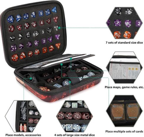 Dice Storage Case Dice Bag Dice throne dnd dice tray dice holder dnd dice storage dice case Multifunctional storage Organizer Role Playing Game for Rpg Table Game (B) in Saudi Arabia