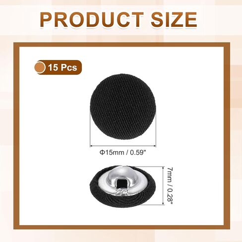 uxcell 15Pcs Fabric Cloth Covered Button, 20mm 32L Metal Shank Round Sewing Buttons Fabric Covered Button for Coat Dress Sweater Hats Crafts Making, Navy Blue in Saudi Arabia