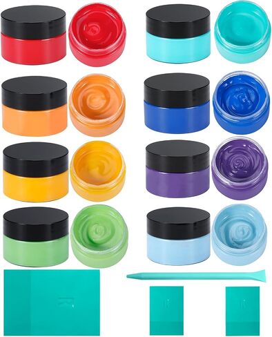 8PCS Chalk Paste with 4 Mini Squeegees, Screen Printing Ink, Chalk Paste for Stencils, Self-Adhesive Screen Stencil Paste Starter Kit, Chalkboard Paint for Handmade DIY Home Art 50 g/jar in Saudi Arabia