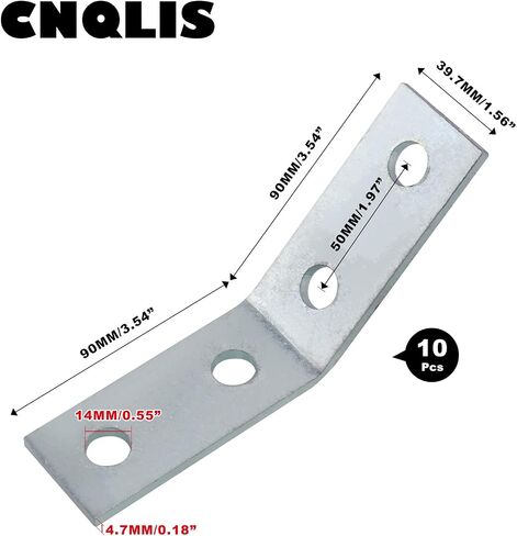 CNQLIS 6-Piece, 1-5/8" Post Slot Angle Bracket Accessories with 4 Holes, Outside 45 Degree Bracket, 5.7mm Thick Metal Angle Bracket Frame Connector for Mounting Frame Connector Fits ½ Bolt in Saudi Arabia